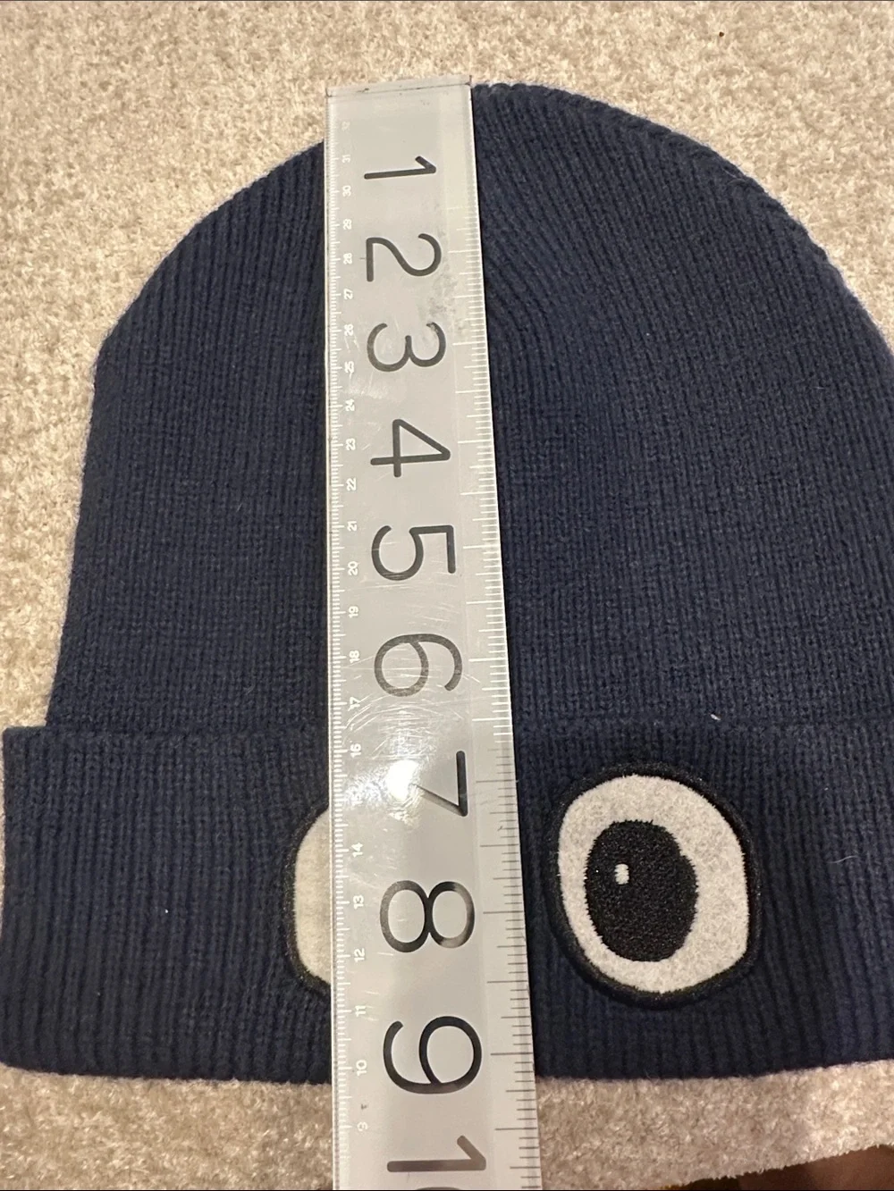 Kids Navy Beanie Hat with Playful Eyes